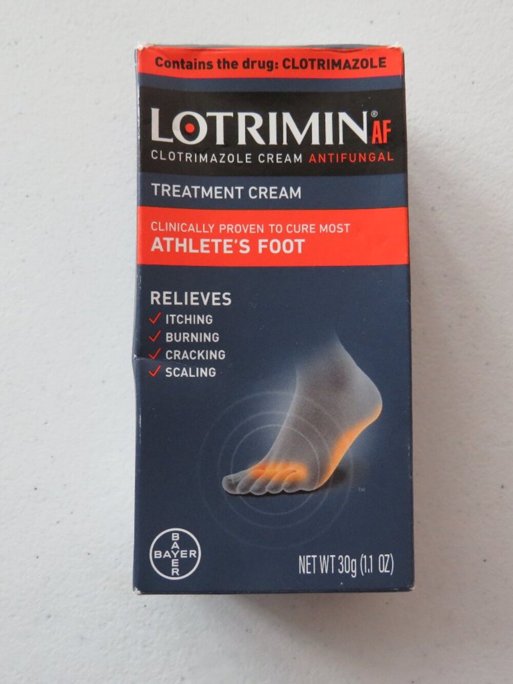 Lotrimin AF Cream for Athlete's Foot Clotrimazole 1% Antifungal Treatment 30 Gr